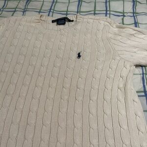 Ralph Lauren Ivory Cable Knit Crewneck Sweater